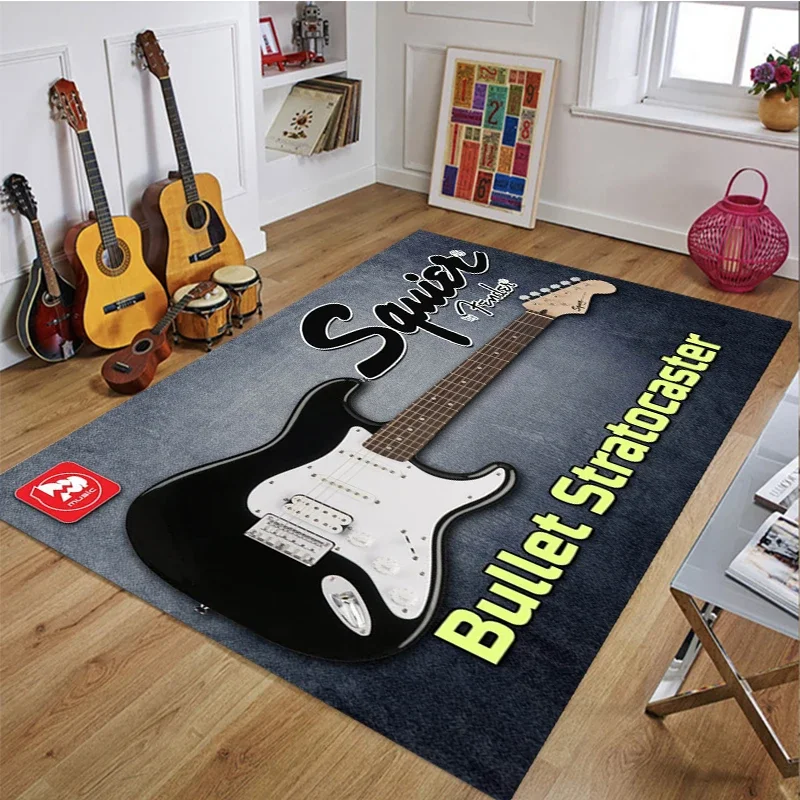 

Fender guitar logo printed carpet,soundproof pad for music room floor,decorative carpet for living room,bedroom,kitchen,bathroom