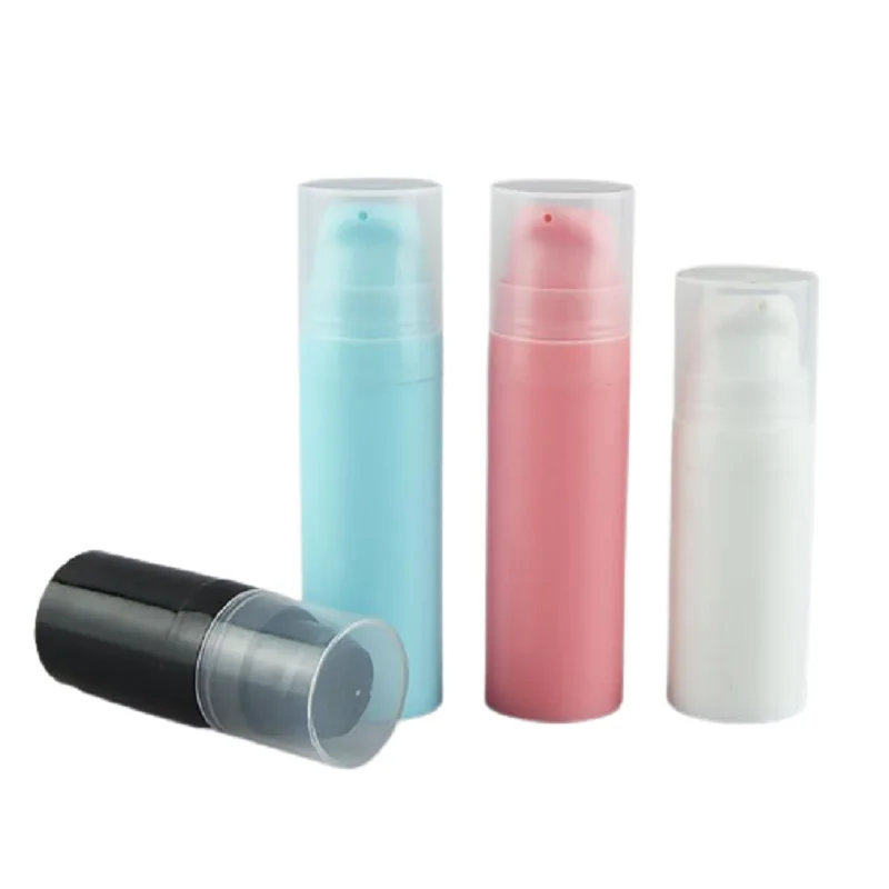 

5ml 10ml 15ml Empty Plastic Airless Lotion Bottle Press Pump White Pink Black Blue Vacuum Essence Cosmetic Packing Bottle 50pcs