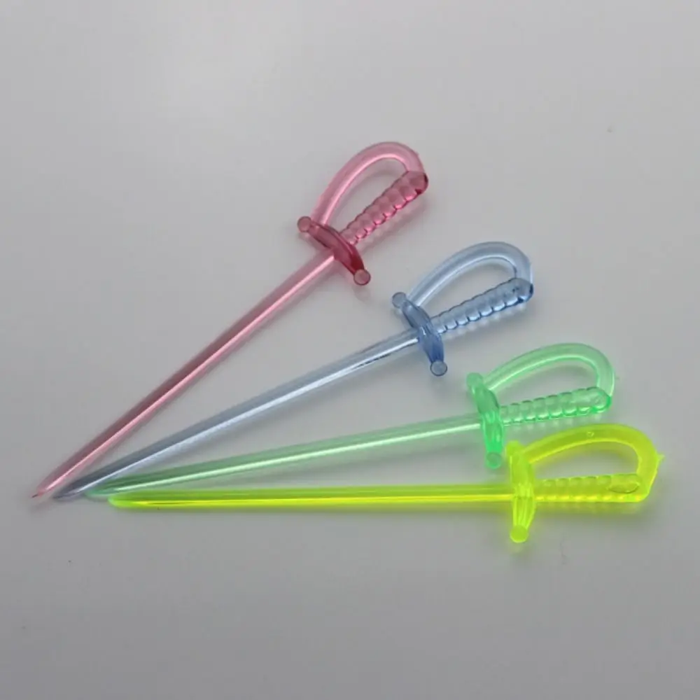 

500 pcs Plastic Plastic Fruit Skewers Sword Shaped Colorful Sword Shaped Fruit Cake Decoration 3.36 Inches