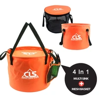 30l collapsible bucket multifunctional waterproof water storage bags mesh drain bag outdoor fishing travel camping bucket