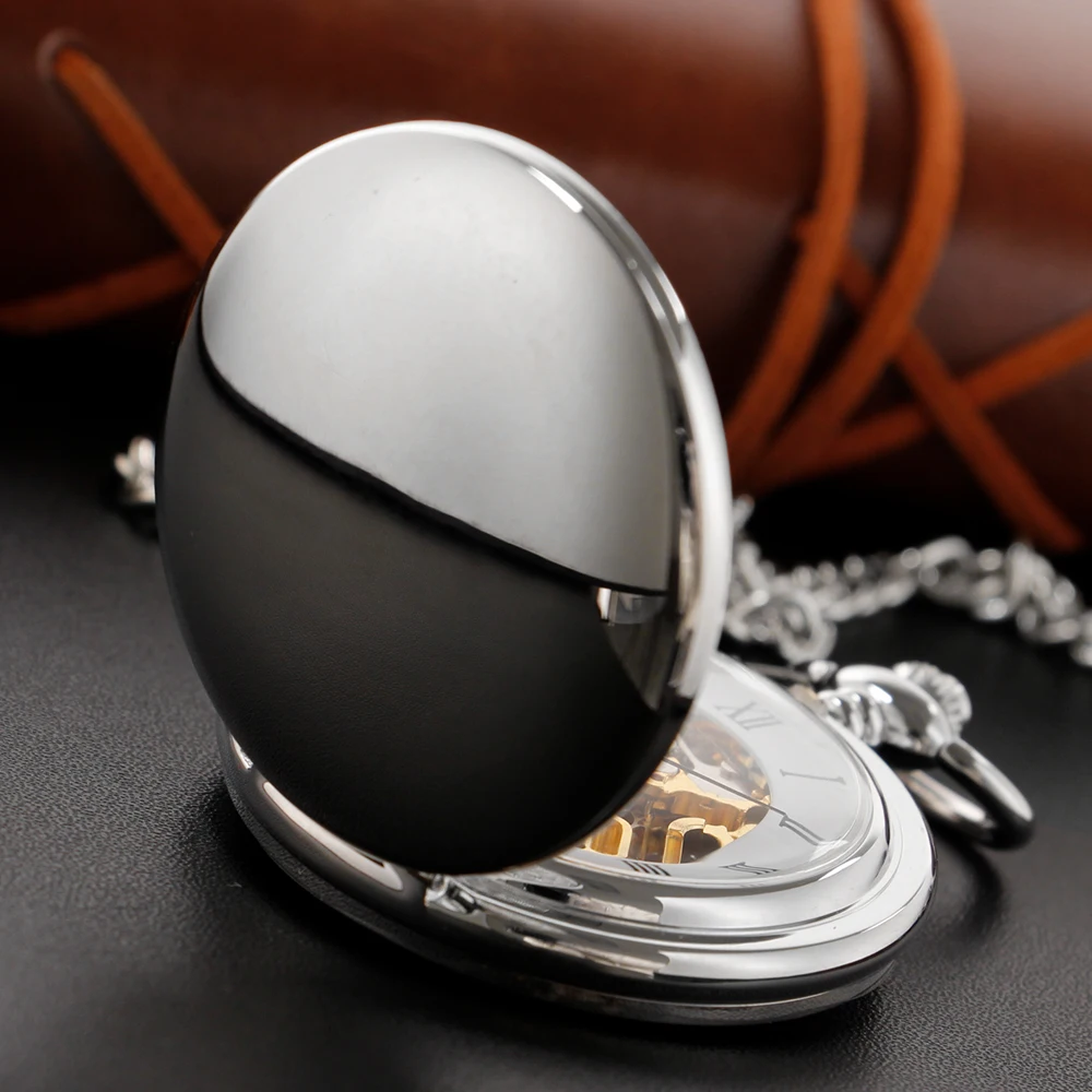 Fashionable Two Sided Reflective Mechanical Pocket Watch High Quality Unisex Necklace Timing Pendant Men's and Women's PJX001