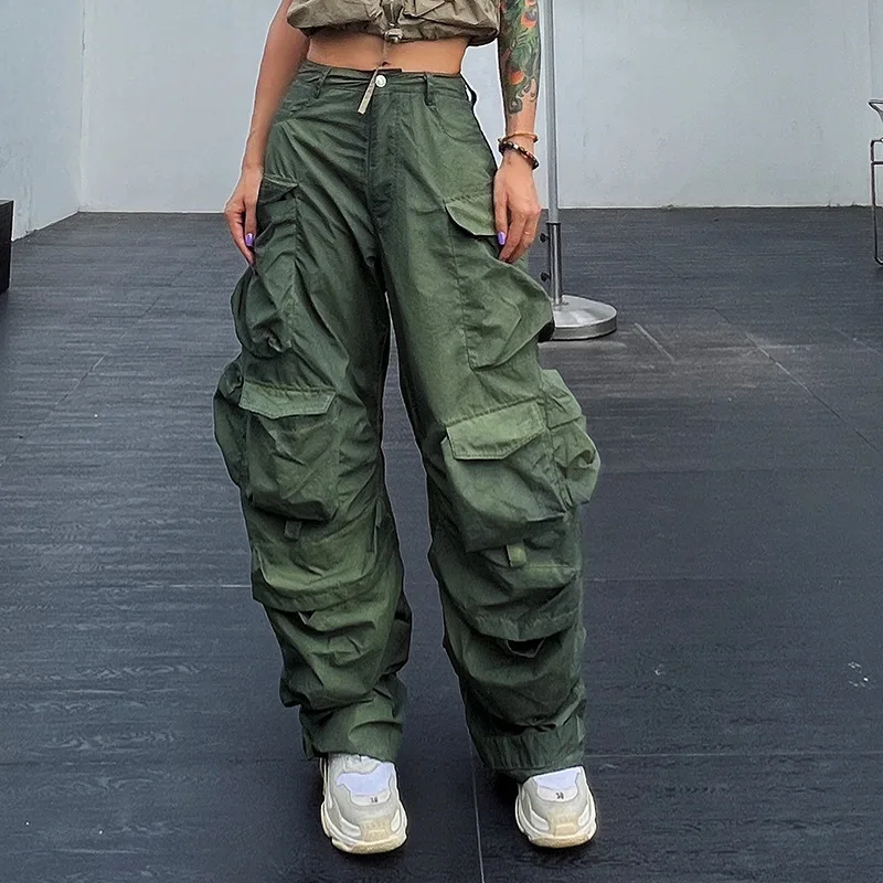 2023 Summer New 3D Pocket Design Sense Cargo Pants Women  European American Spicy Girl Style Old Jeans Wide Leg Pants