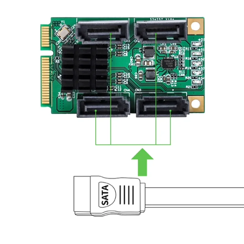 Карта расширения Mini PCI-E к SATA3.0 Конвертер M.2 PCI-E 2.0 B+M Key Карта расширения 24 SATA 3.0 SSD Карта адаптера (art.: 3920d2ab32dba) - 3920d2ab32dba