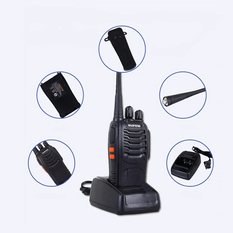 2pcs/lot BF-888S baofeng walkie talkie 888s UHF 400-470MHz 16Channel Portable two way radio with earpiece bf888s transceiver