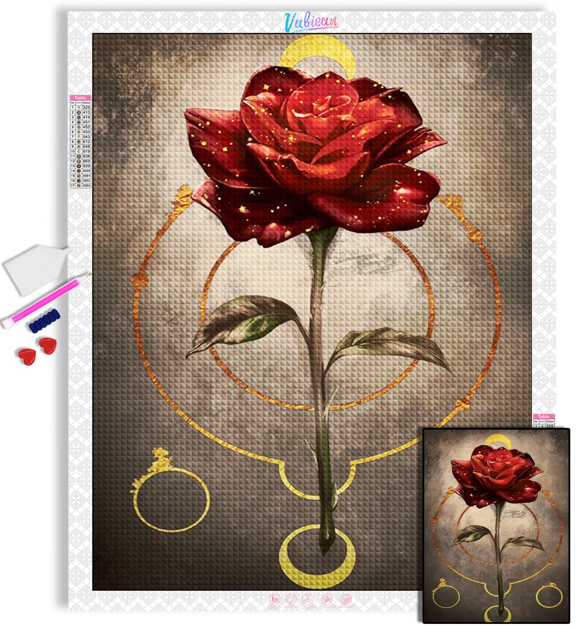 

5D DIY FLowers Diamond Painting kit Round Diamond Embroidery Cross Stitch Mosaic Home Decor