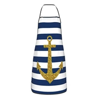 navy anchor apron decorative white blue striped rope nautical marine theme sea life lover adjustable straps apron bib gardening