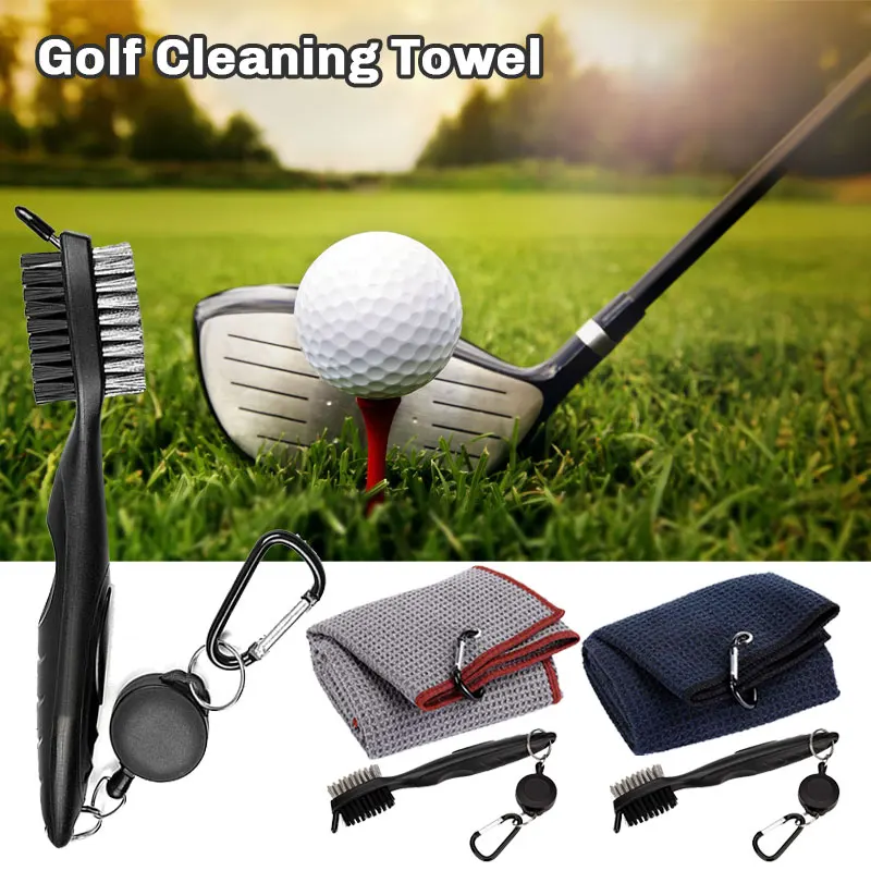 

Golf Towel+Ball Club Groove Cleaner Brush Sharpener Hook Cleaning Kit 1 Set Fine Hook Towel Portable Golf Care