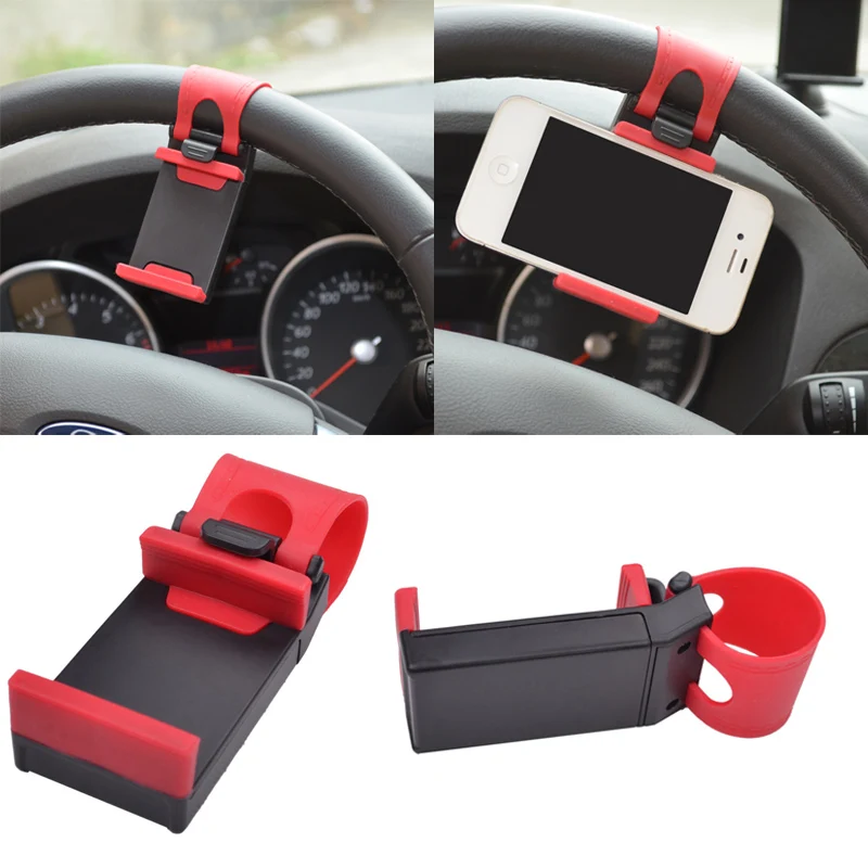 Car Steering Wheel Phone Holder Clip Mount Holder Universal for iPhone 8 7 7Plus 6 6s Samsung Xiaomi Huawei Mobile Phone GPS