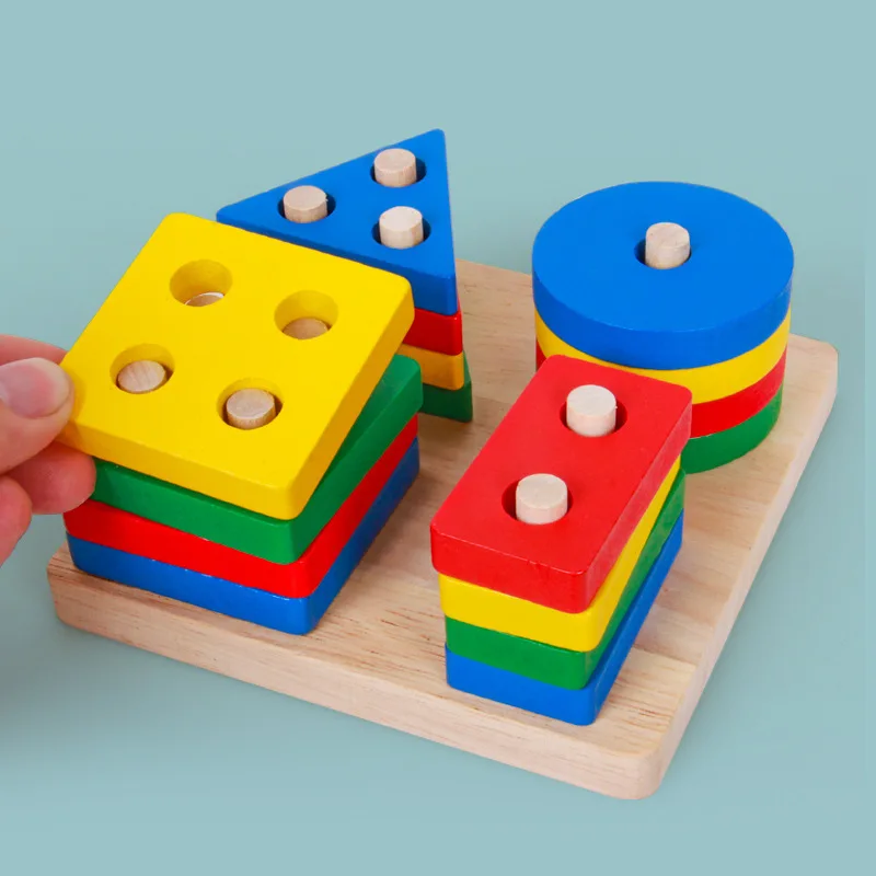 

Montessori Toy Wooden Colorful Shape Matching Toy Development Game Baby Early Learning Educational Toys For Children 1 2 3 Years