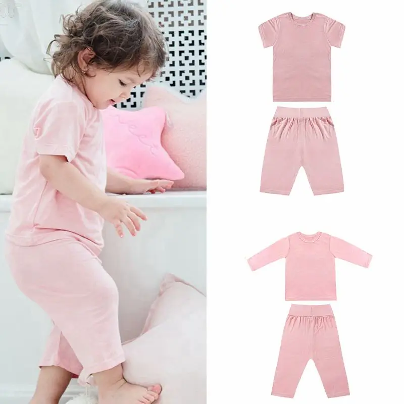 

Super Soft Modal Cotton Baby Underwear Short-sleeved Long-sleeved Suit Newborn Infant Todders Pajamas Solid Color Boys Girls Sl