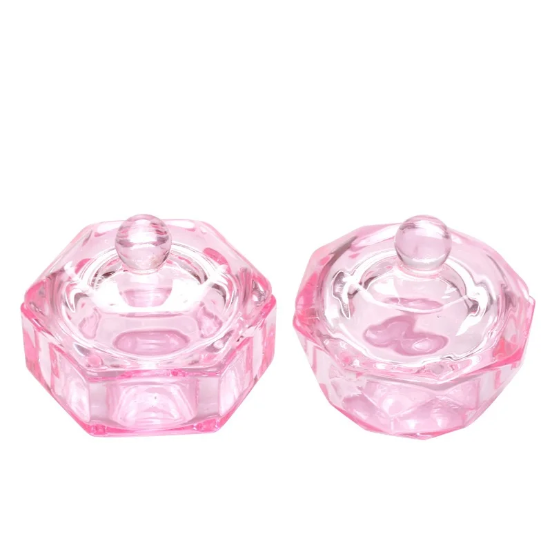 

1Pc Rainbow Crystal Pink Crystal Clear Acrylic Liquid Dish Dappen Dish Glass Cup Nail Art Tool 2 Styles