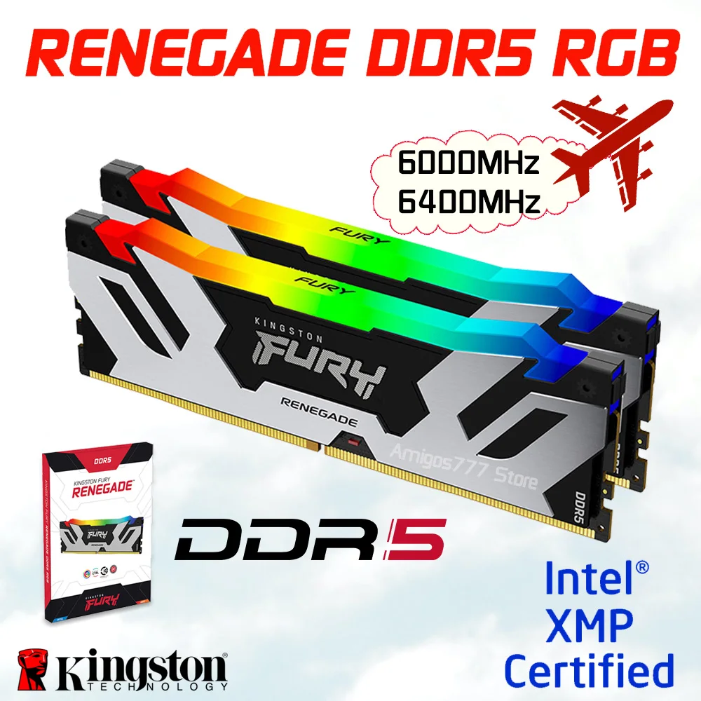 

FURY Renegade DDR5 RGB DDR5 RAM Intel Z690 XMP 3.0 6400MT/s 6000MT/s CL32 DDR5 Memory PCB 16GB 32GB Desktop RAM High Speed New
