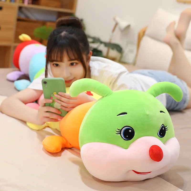 

Zqswkl 70/90/110/130cm girls kawaii plush cute caterpillar long pillow cartoon children's toy birthday gift animals stuffed toys
