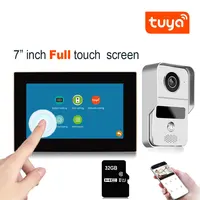 7 inch Touch Screen Monitor Wireless Wifi Smart Video DoorPhone Intercom System Doorbell Camera with 1080P Wired Doorbell Tuya