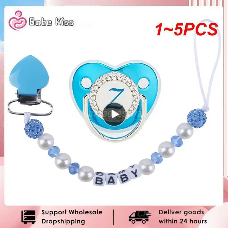 

1~5PCS Luxury Baby Pacifier BPA Free Silicone Pacifier Name Initial Letter With Clip Cartoon Infant Silicone Orthodontic