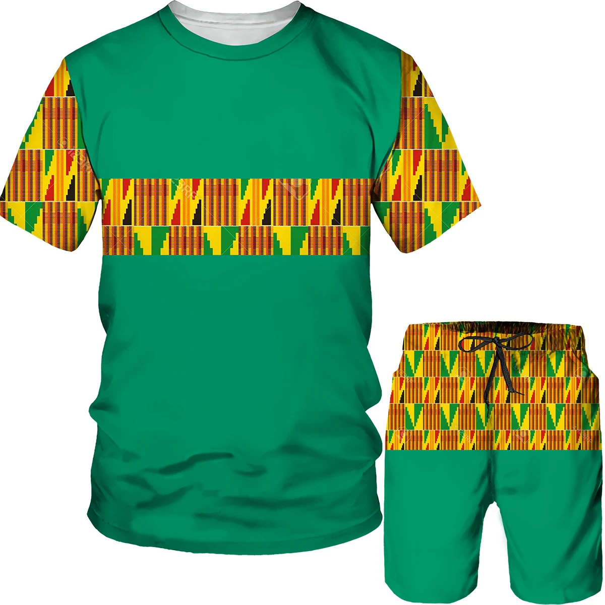 2023 Summer Promotion New Product African Dashiki T-shirt Suit Traditional Clothing Oversized Two-piece Jogging Suit