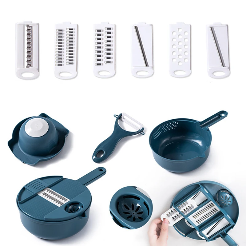 Multifunctional Vegetable Cutter 12 Pcs Carrots Potatoes Grater Manually Cut Shred Chopper Fruit Tools Kitchen Set |
