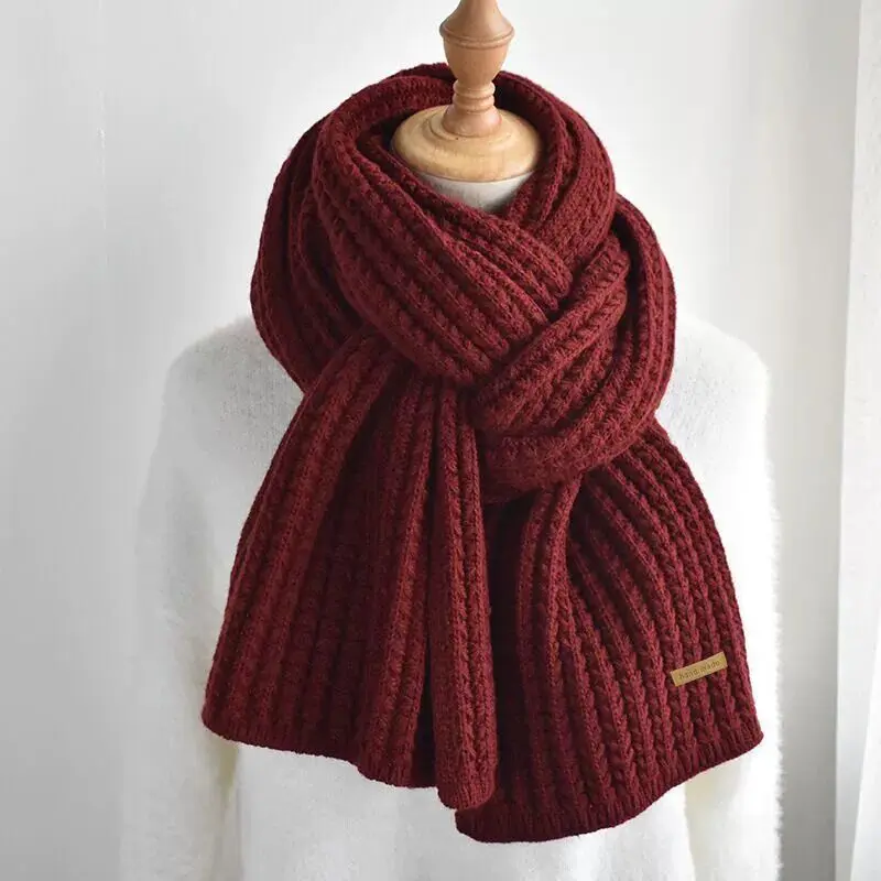 

Winter Scarf Women Men Korean Woolen Scarf Lovers Thicken Warm Students Net Red Solid Color Knitted Scarves Bib Child Long Size