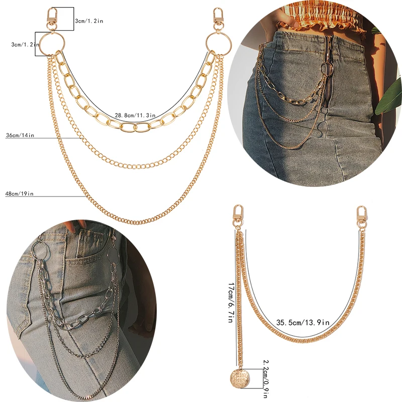 

Цепочка для ключей для мужчин и женщин, длинный металлический пояс в стиле панк/хип-хоп, аксессуар для джинсов, 1 шт.