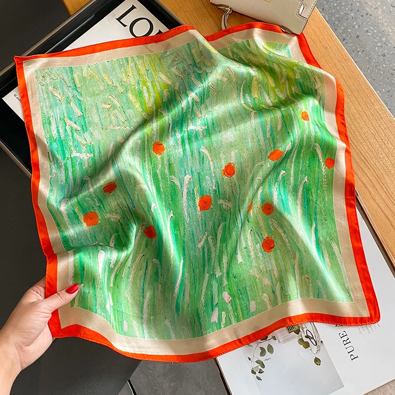 

Высококачественные квадратные шарфы из 100% натурального шелка, Женская Бандана с принтом, шейный платок, мягкий шейный платок