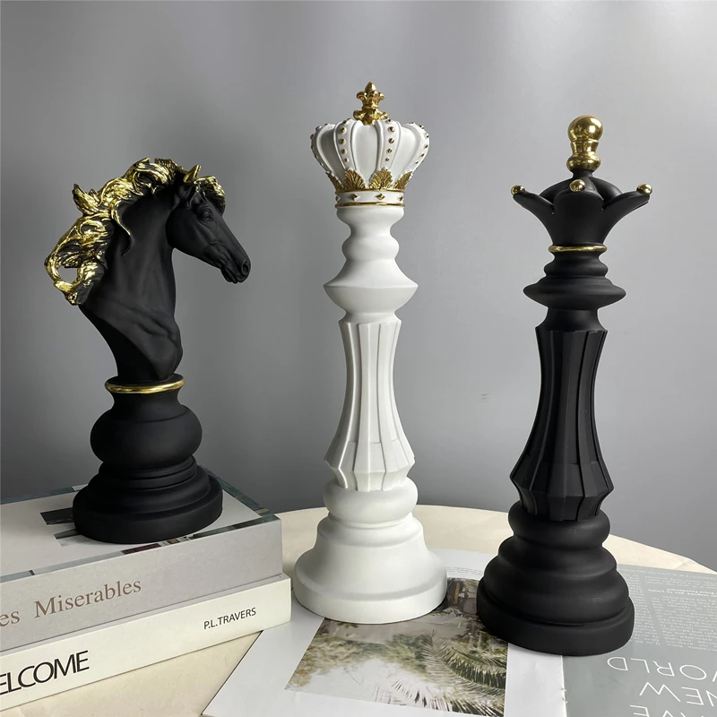 

Vilead Chess Pieces Figurines for Interior The Queen's Gambit Decor Office Living Room Home Decoration Modern Chessmen Gifts