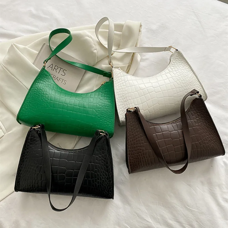 

Женская сумка с крокодиловым узором, новинка 2022, трендовые шикарные сумки на плечо из искусственной кожи с верхними ручками, модные текстур...