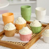 50pcs cupcake paper holder high temperature muffin cup insert baking dessert cake pastry pink orange white green brown color