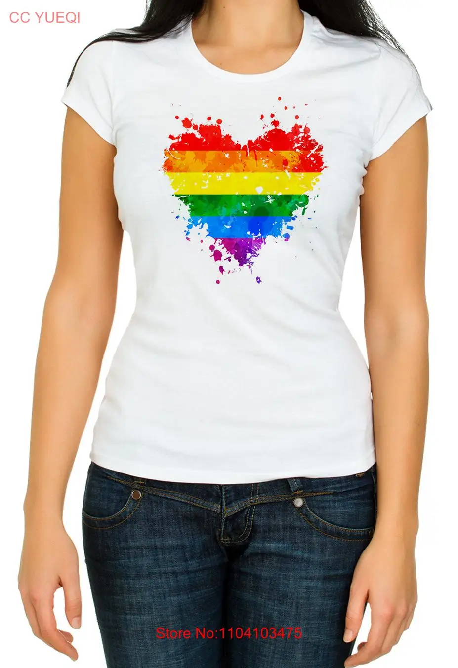 ЛГБТ-прайд Радужное сердце для лесбиянок женская футболка с коротким рукавом 3/4