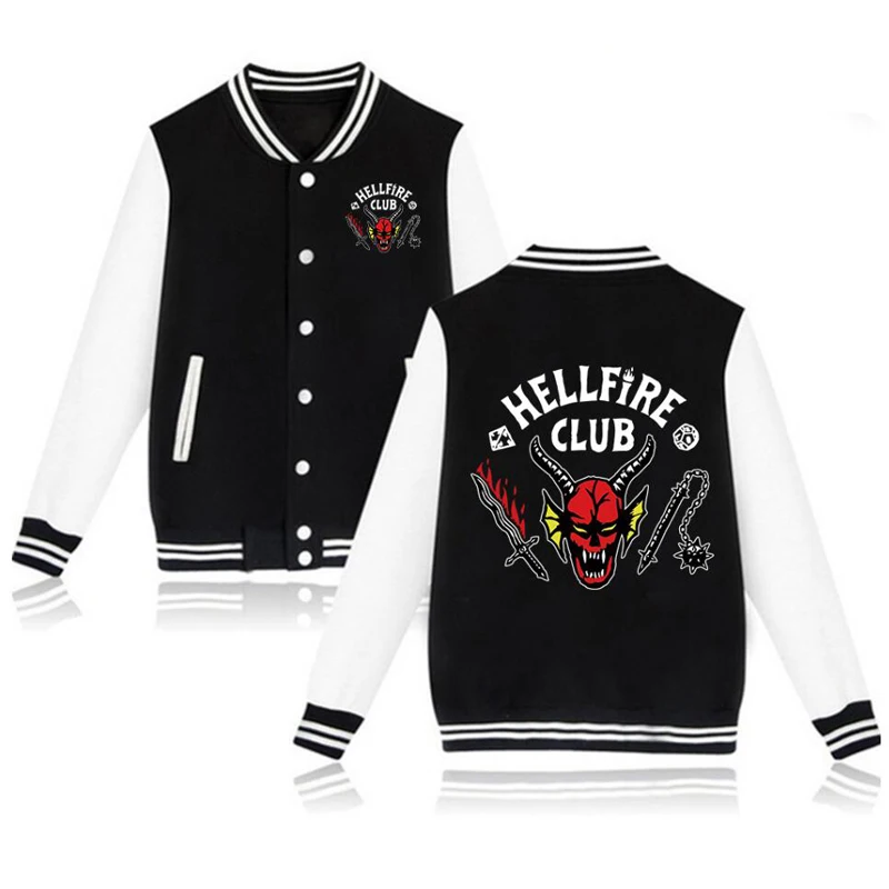 

Stranger Things 4 Hellfire Club Cosplay Baseball Jacket Women Men Bomber Jacket Outerwear Streetwear Hip Hop Baseball Uniform