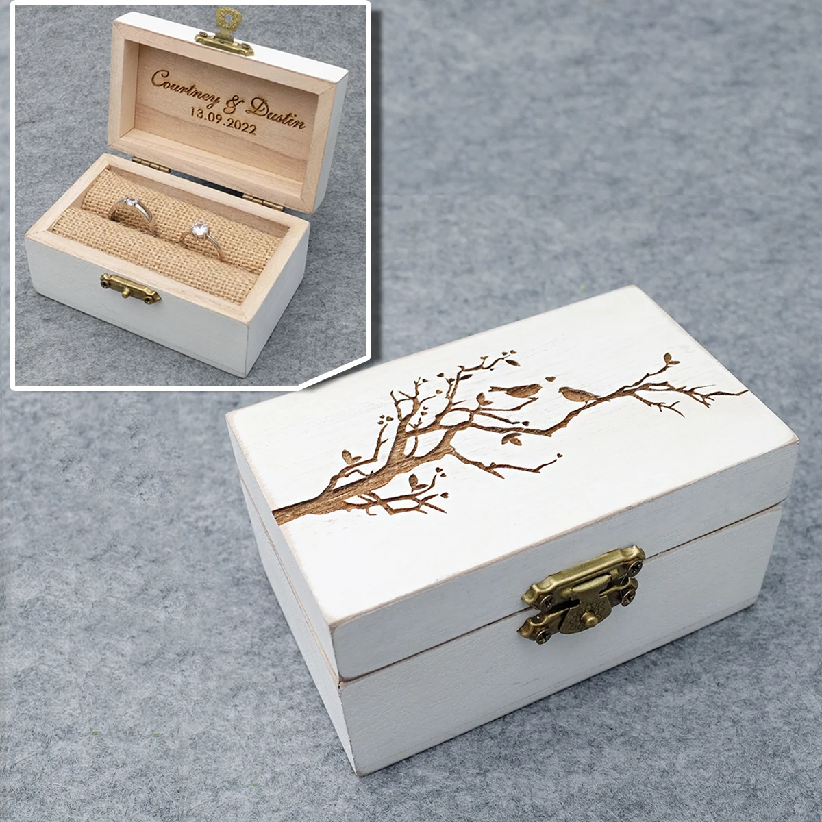

Vintage Wedding Bearer Box Custom Wedding Ring Box Personalized Wedding Ring Box Customize Engagement Ring Holer Wedding Decor