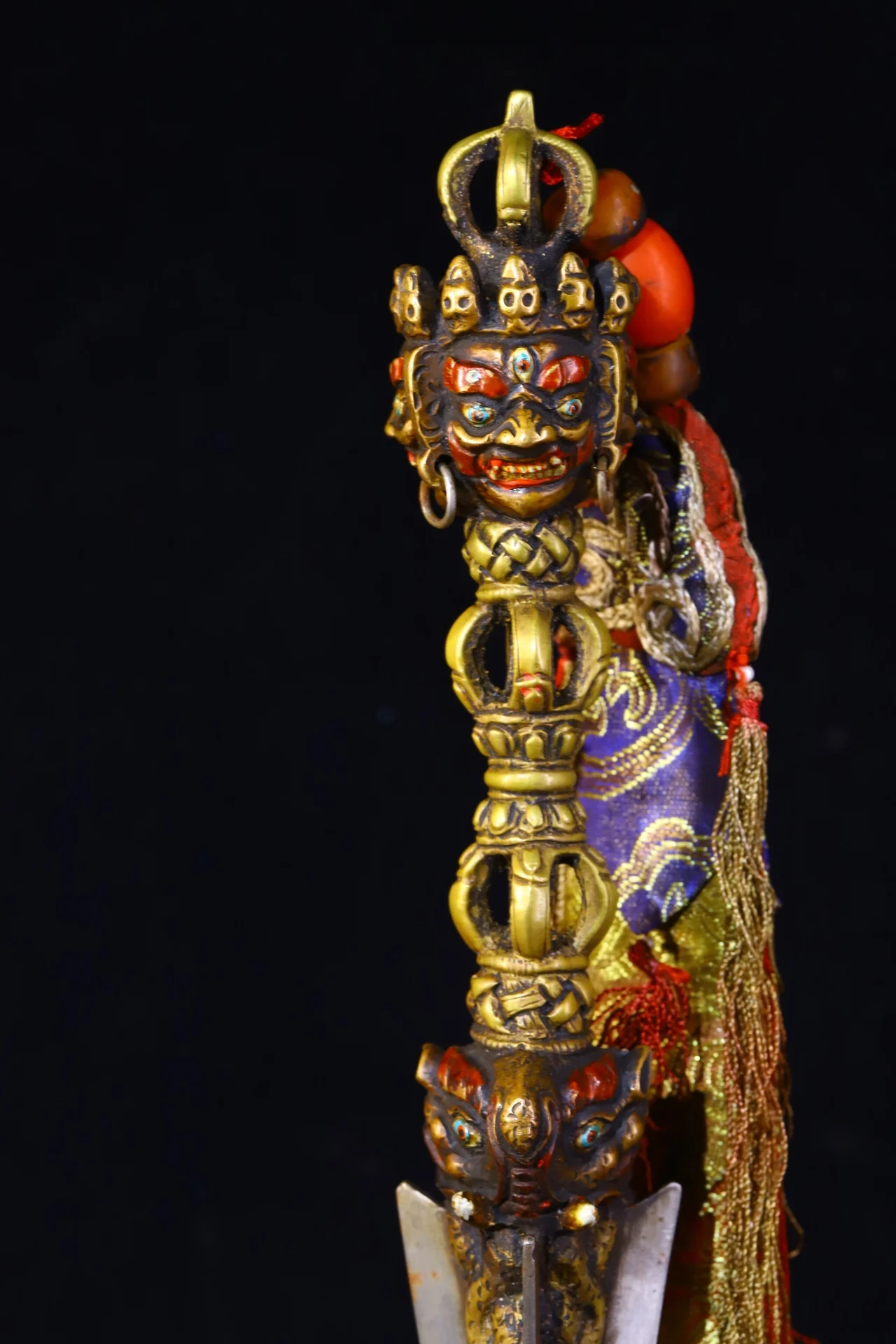 15 &quotКоллекция тибетского храма старая бронза позолоченная окрашенная голова