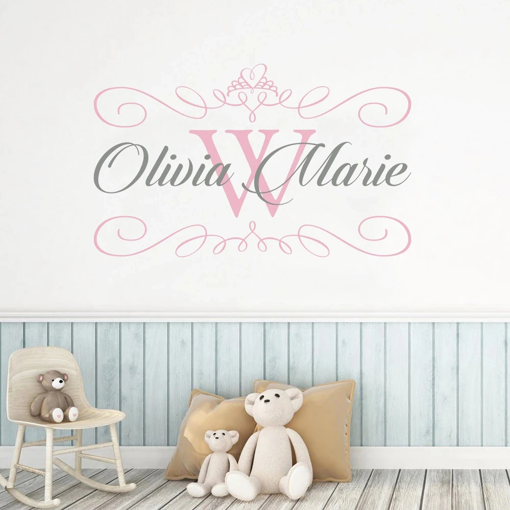 Персонализированные настенные наклейки на заказ с инициалом и именем