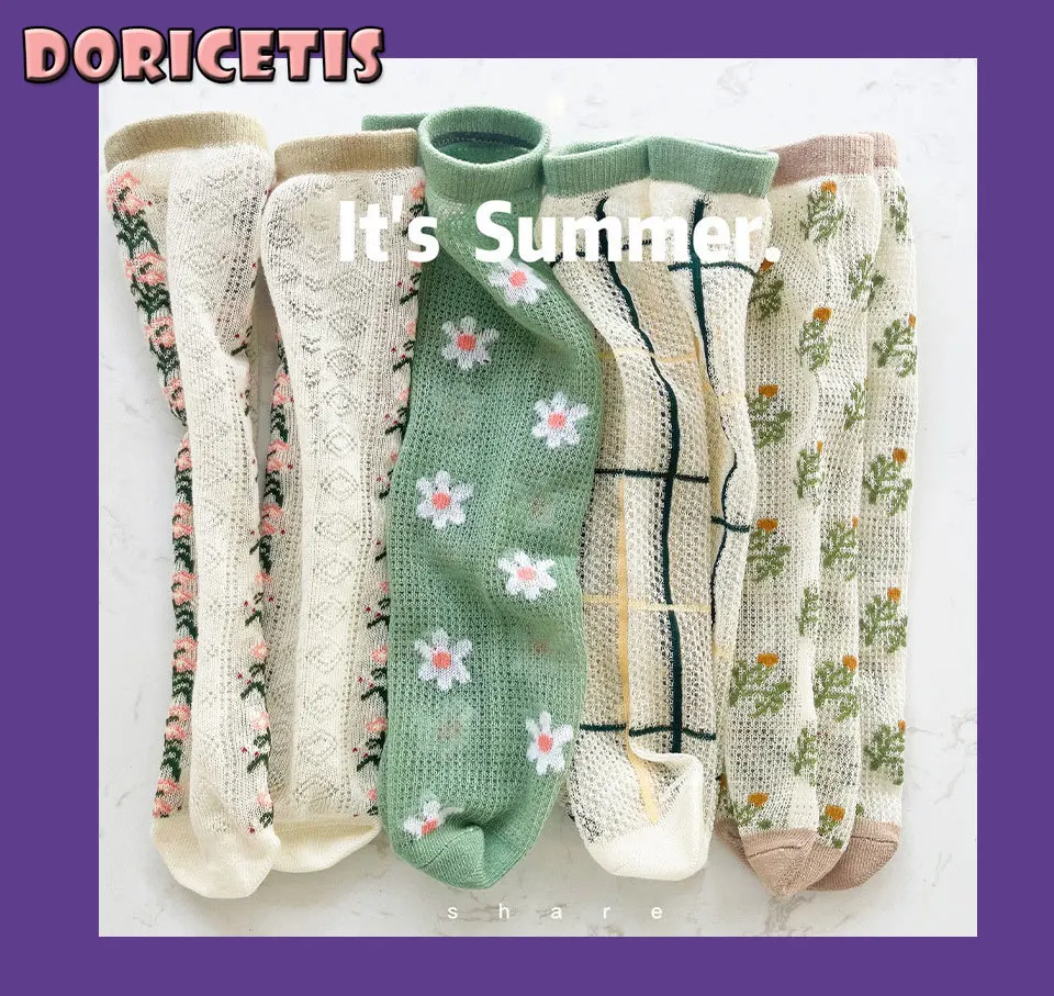 

Children Socks Cute Cartoon Pattern Thin Section Socks Summer Little Girl New Style Breathable Sweat Absorbent Cozy Mesh Socks