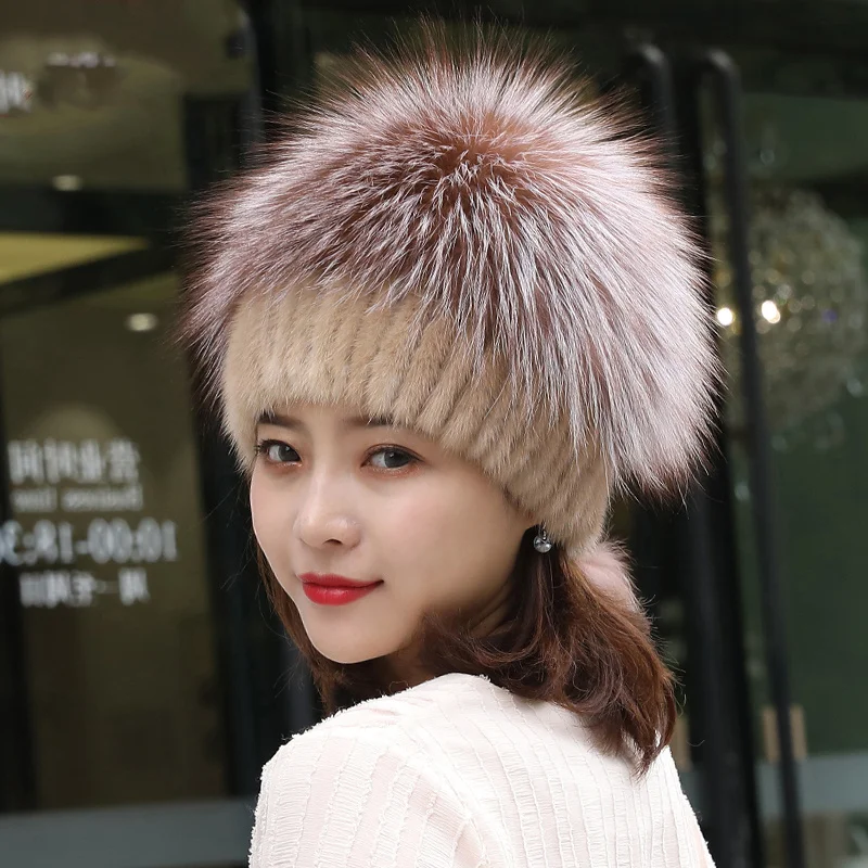 Korean Fashion Trend Mink Hat Women Mink Winter Trend Fox Fur Warm Ear Protection High Quality Sweet Lovely