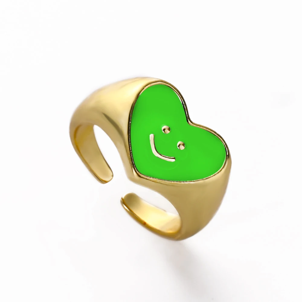 Женское Открытое кольцо с эмалью разноцветное позолоченное регулируемое