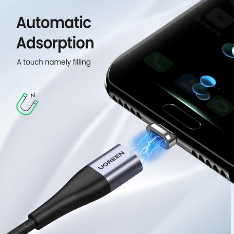 Магнитный кабель Ugreen USB-C и Micro USB для быстрой зарядки 3А — детальный вид товара