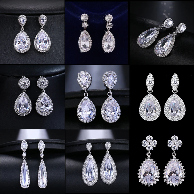 

SUGO 2022 Summer Classic Fashion Shiny High Quality White Water Drop Zirconia Earrings for Charming Women Wedding Party Gift
