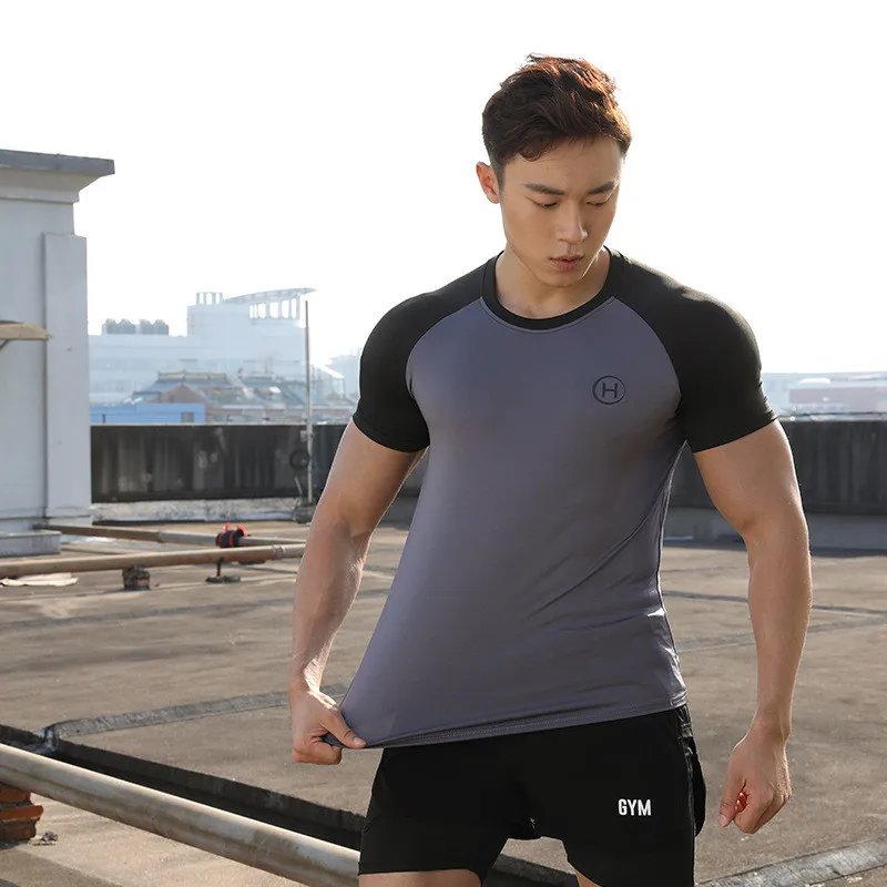 

2022 summer new raglan sleeves color-blocking quick-drying men's T-shirt outdoor casual round neck short-sleeved top