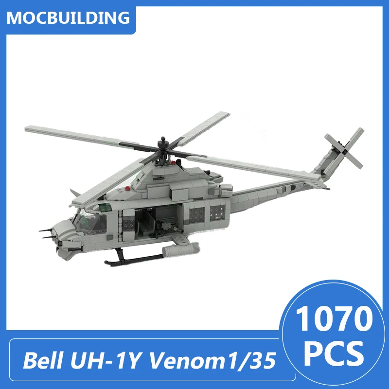 

Bell UH-1Y Venom 1/35 Scale Model Moc Building Blocks Diy Assemble Bricks Military Educational Children Toys Kids Gifts 1070PCS