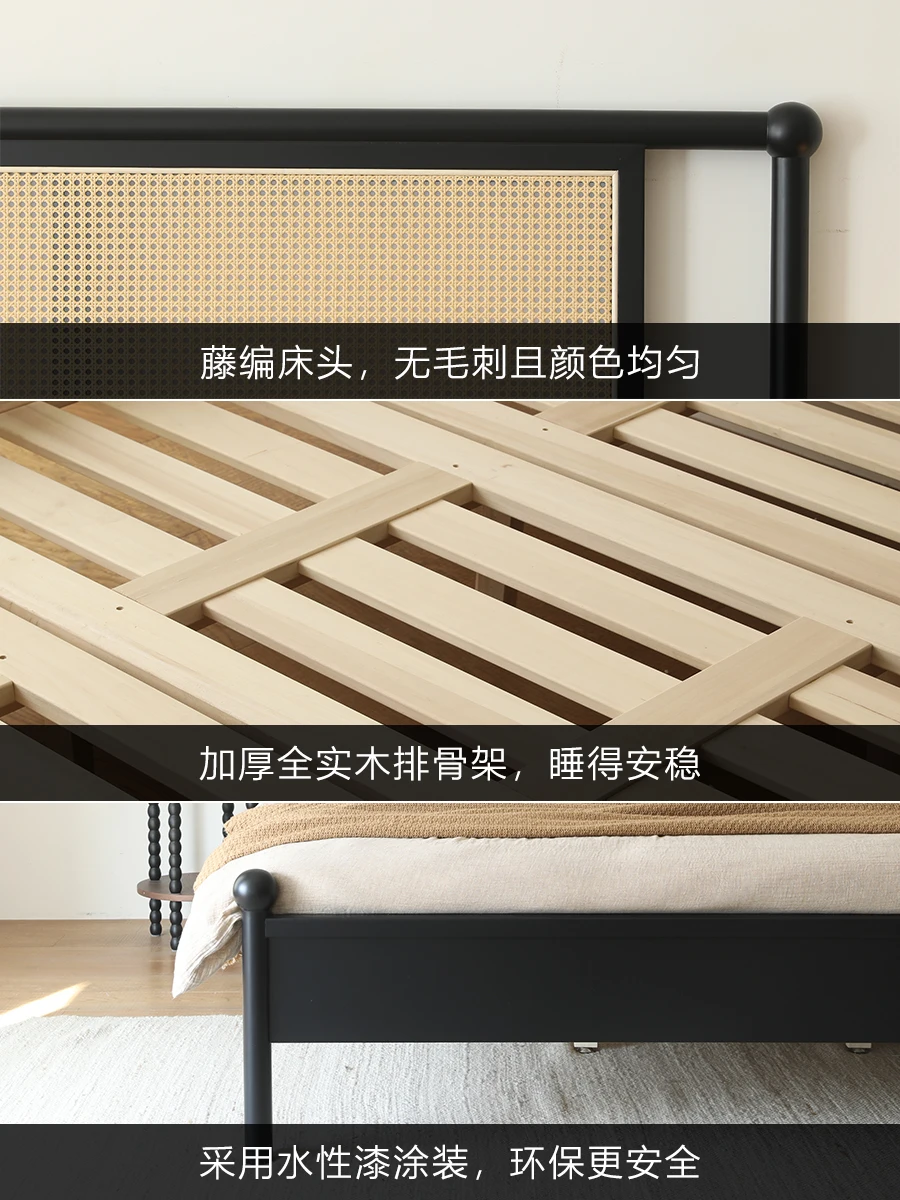 Американская кровать из массива дерева ретро двойная Главная спальня 1 5/1 м