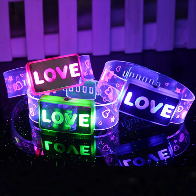 

24PCS HAPPY LOVE Flashing Wristband Glowing Led Bracelet Bangle Birthday Glow Party Rave Wedding Bar Club Christmas