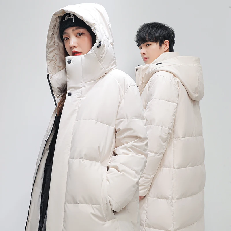 2022 Brand Winter Long Jacket Men Women Couples Warm Hooded Korean Cotton Padded Winter Coats Hooded Men Parkas Windbreaker