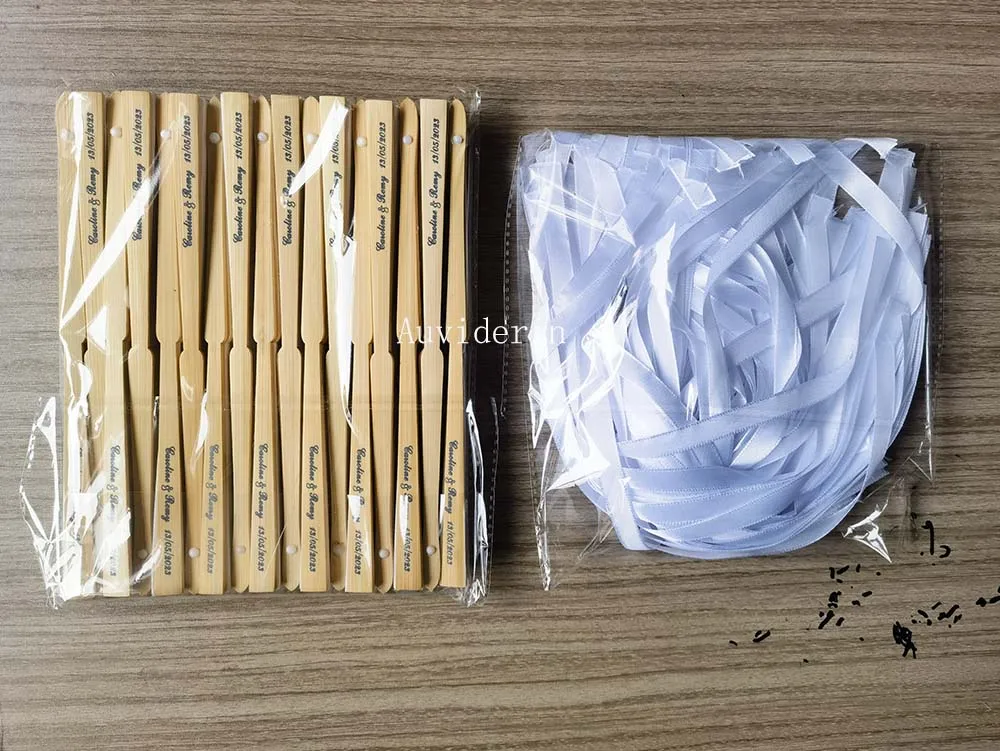 100 шт. ручной веер 110/120 персонализированный складной в тон ленточный бант виде