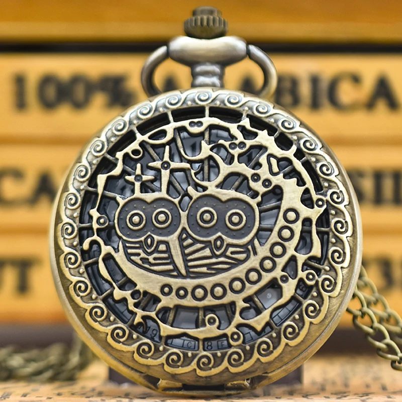 Винтажные Бронзовые Кварцевые Карманные Часы Унисекс В Дизайнерском Стиле С