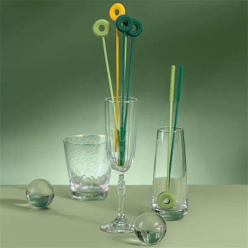 

1PC Reusable Round Silicone Straw Brush Baby Cup Bottle Brush Bendable Pacifier Slender Clean Brush Household Cleaning Tool
