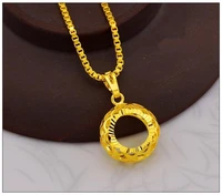 hoyon real 18k yellow gold color openwork gold pendant for women and men fashion bridal copper gold necklace wedding no chain