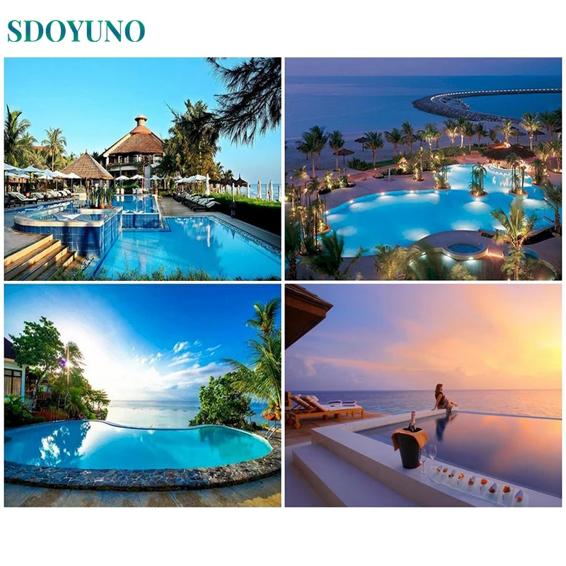 

SDOYUNO Diy Paint By Numbers Scenery On Canvas With Frame Oil Painting By Number For Adult Kit Picture Handmade Home Decor