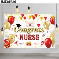 congrats nurse backdrop banner gold red nurse graduation background banner nurse nursing congrats grad party decoration supplies