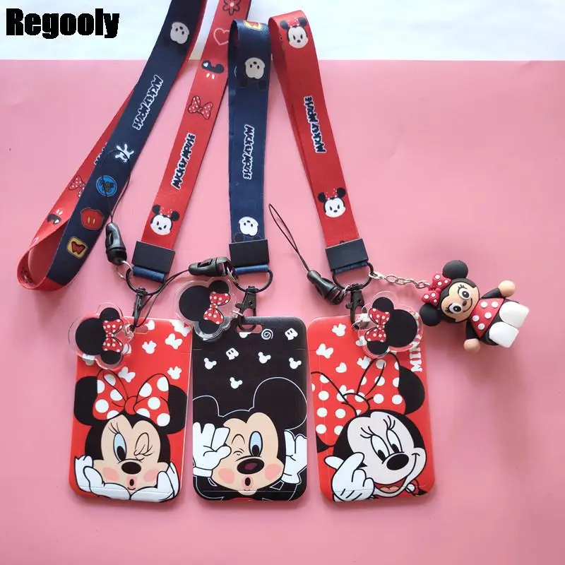 

Брелок для ключей микки и минни, автомобильный брелок, идентификационная карточка, значок для спортзала, детский брелок для ключей, держате...