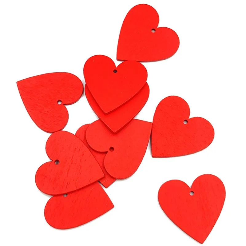 

20pcs Red Love Heart DIY Blank Heart Wood Slices Discs Love Blank Unfinished Natural Crafts Supplies Wedding Ornaments